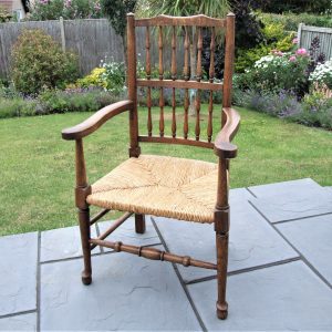 Lancashire Spindle Back Rush Seat Elbow Chair
