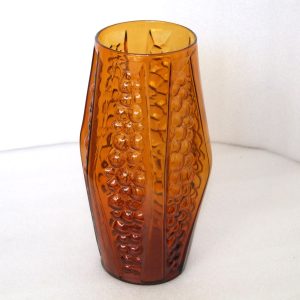 Empoli Neodymium Bubble Pattern Mid Century Amber Vase