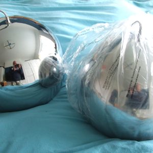Chrome Hanging Globe Light Pair