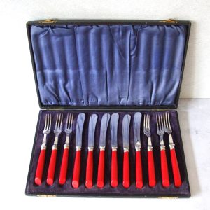 Red Bakelite Cutlery Set