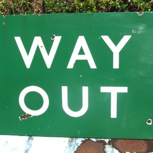 WAY OUT Large Enamel Railway Sign
